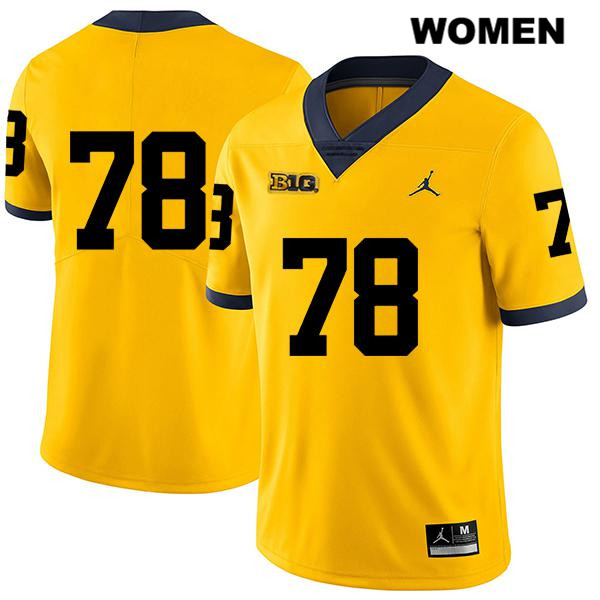 Women's NCAA Michigan Wolverines Griffin Korican #78 No Name Yellow Jordan Brand Authentic Stitched Legend Football College Jersey NF25I17SL